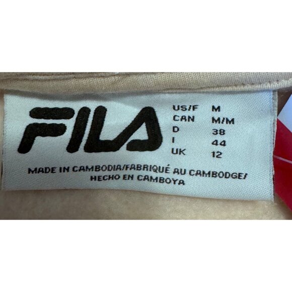 Womens Medium Fila Sand Hooded Sweatshirt With Purple Logo Hoody Pullover Med M - Picture 6 of 10